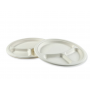 Boardwalk Bagasse Molded Fiber Dinnerware, 3-Compartment Plate, 10"D, 500/Carton