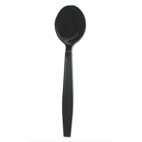 Boardwalk Heavyweight Polypropylene Cutlery, Soup Spoon, Black, 1000/Carton