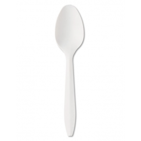 Boardwalk Mediumweight Polypropylene Cutlery, Teaspoon, White, 1000/Carton