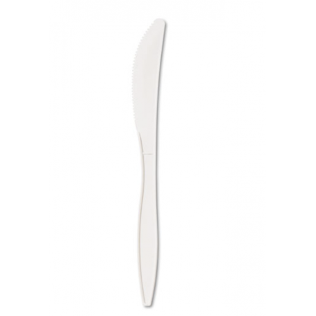 Boardwalk Mediumweight Polypropylene Cutlery, Knife, White, 1000/Carton