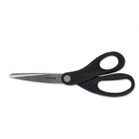 universal Stainless Steel Office Scissors, 8" Long, Straight Handle, Black