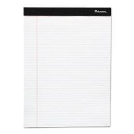 universal Premium Ruled Writing Pads, Wide/Legal Rule, 5 x 8, White, 50 Sheets, 12/Pack