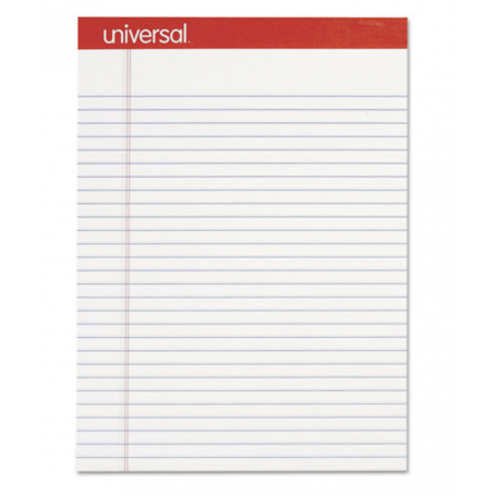 universal Perforated Writing Pads, Wide/Legal Rule, 8.5 x 11.75, White, 50 Sheets, Dozen
