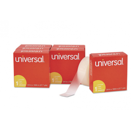 universal Invisible Tape, 3/4" x 1000", 1" Core, Clear, 6/Pack