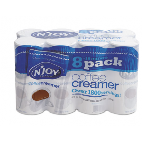 N'JOY Non-Dairy Coffee Creamer, 16 oz Canister, 8/Carton